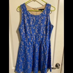 Blue lace print dress